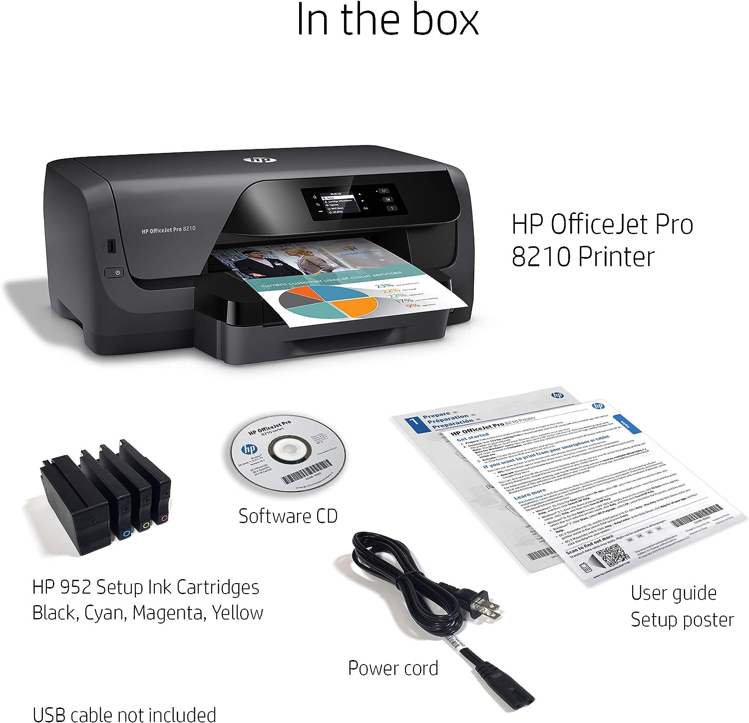 HP OfficeJet Pro 8210 Wireless Color Printer, HP Instant Ink or Amazon Dash replenishment ready (D9L64A),Black