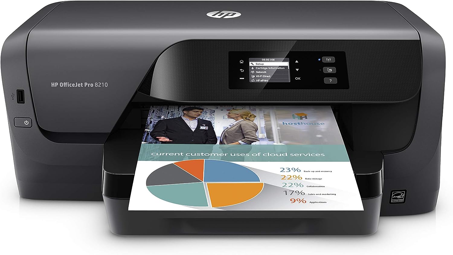 HP OfficeJet Pro 8210 Wireless Color Printer, HP Instant Ink or Amazon Dash replenishment ready (D9L64A),Black