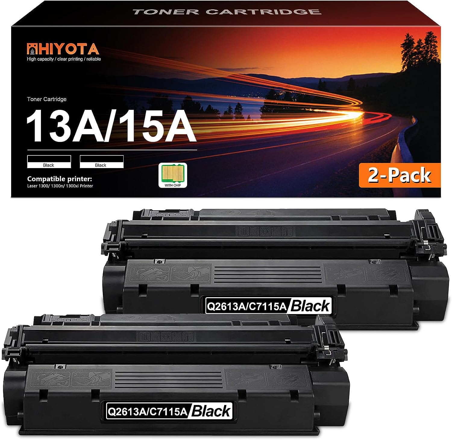 13A Q2613A Toner- Compatible 2 Pack 13A Toner Cartridge Replacement for HP 13A Q2613A 15A C7115A Laser 1300 1300n 1300xi Printer