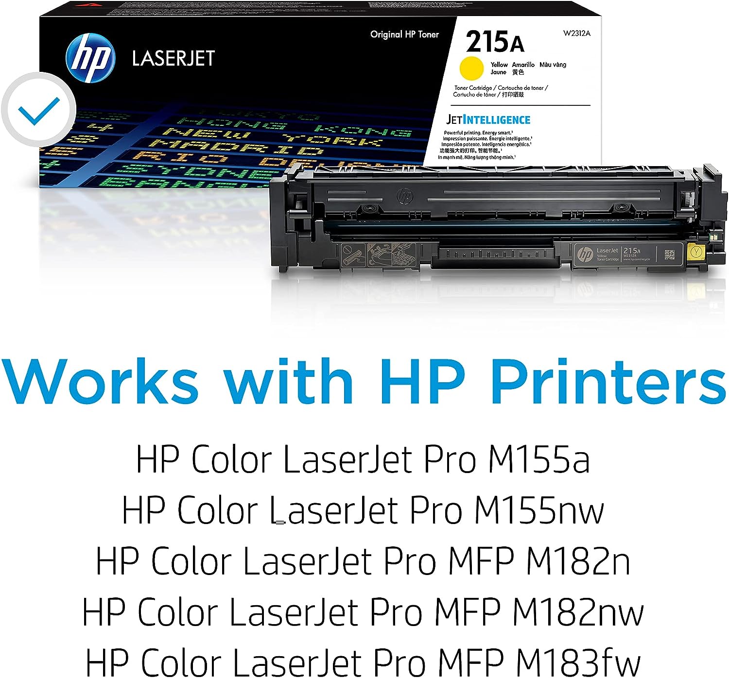 HP 215A Yellow Toner Cartridge | Works with HP Color LaserJet Pro M155, HP Color LaserJet Pro MFP M182, M183 Series | W2312A